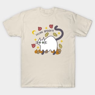 Feline Spooky - Cute Autumnal Halloween Ghost Cat T-Shirt